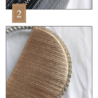 Luxury Colored Diamond Half Moon Women Purses and Handbags Evening Bag Serpentine Designer Party Clutch Bag Chic Wedding Bag ALODIA STORE
