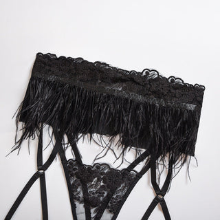 Ellolace Feather Sexy Lingerie Women's Underwear Set Woman 3 Pieces Women Sets Lingerie Sexy Push up Sensual Lingerie Woman ALODIA STORE