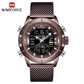 NAVIFORCE Men's Watches Top Brand Luxury Sports Watch For Men Quartz LED Digital Dual Clock Male Full Steel Military Wrist Watch ALODIA STORE