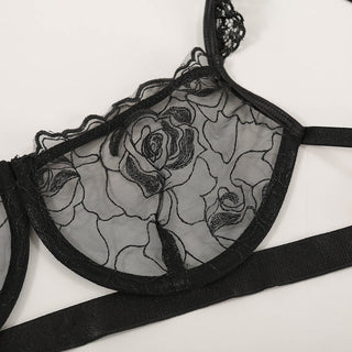 New Sexy Lingerie Bra Set Floral Women's Underwear Set Embroidery See Through Bra and Panties Push up Bralette Lenceria Lingerie ALODIA STORE