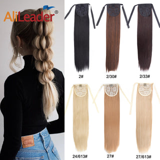Synthetic Ponytails 20Inch Long Straight  Pony Tail Hair Extensions Drawstring Ponytail Clip In Fake Hair Tail Ombre ALODIA STORE