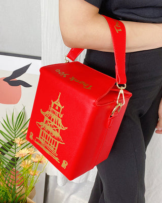 ENJOININ Chinese Takeout Box Purse Pu Leather Women ALODIA STORE