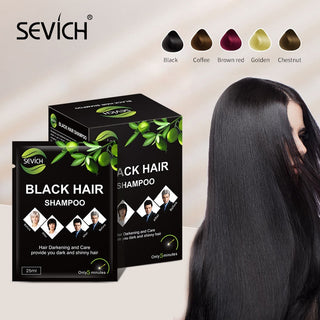 Sevich 10 pcs/lot Instant Black Hair Shampoo Make Grey and White Hair Darkening Shinny in 5 minutes ALODIA STORE