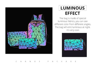 New Women Backpack Geometric Folding Bag Small Students School Bags For Teenage Girls Luminous Backpacks Hologram Daily Backpack ALODIA STORE