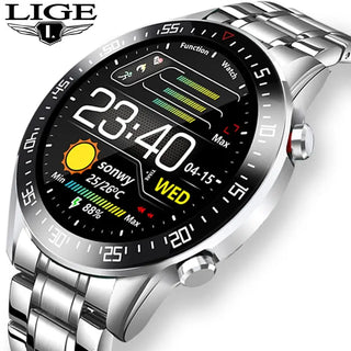 LIGE New Steel Band Digital Watch Men Sport Watches Electronic LED Male Wrist Watch For Men Clock Waterproof Bluetooth Hour+box ALODIA STORE