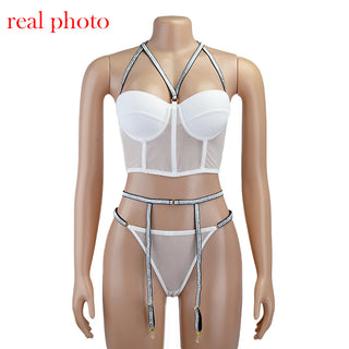 Echonight Sequin Lingerie Set Sexy Push up Women's Underwear Set Lace Bra 3 Piece Set Padded Bra and Thong Lingerie Dropshipping ALODIA STORE