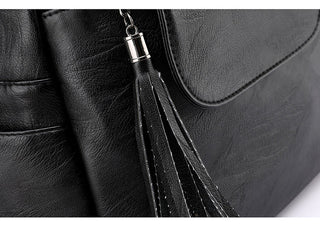 New Women Backpacks Soft Leather Fashion Casual Tassel ALODIA STORE