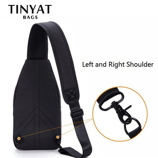 TINYAT Sling bag For 7.9 pad Black Casual Functional Men Chest Bag Pack dual earphone jack Men Shoulder Messenger Bags Pack Bag ALODIA STORE