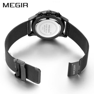 MEGIR Watch Men Stainless Steel Quartz Men Watches Chronograph Watch Clock Men Relogio Masculino for Male Students Relogios ALODIA STORE