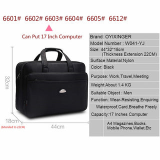 Large Capacity Business Men 17 Inches Briefcases Black Bags Men's Waterproof Computer Laptop Briefcase Male Travel Shoulder Bag ALODIA STORE