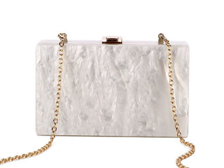 Gnirue New Wallet Fashion Women Messenger Bags Elegant Pearl Acrylic Clutch Vintage Woman Party Pure White Shoulder Evening bag ALODIA STORE