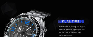 SINOBI Men's Sports Watch Luxury Male Stainless Steel Chronograph Quartz Watches Military Wrist Watch Gift for Men Reloj Saat ALODIA STORE