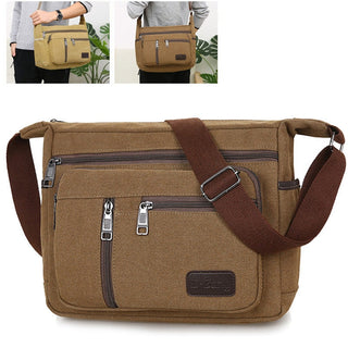 Men Canvas Shoulder Bag Multifunction Casual Travel Crossbody Bags Vintage Solid Zipper Men Messenger Top-handle Handbags ALODIA STORE