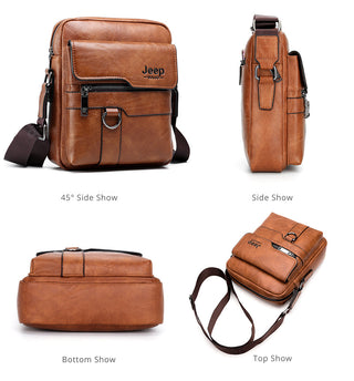 JEEP BULUO Man Leather Bag Shoulder Crossbody Bags For Men Cow Split Leather Male iPad Business Messenger Bag ALODIA STORE