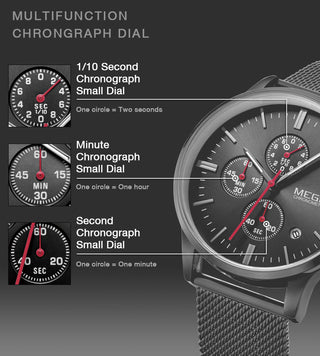 MEGIR Watch Men Stainless Steel Quartz Men Watches Chronograph Watch Clock Men Relogio Masculino for Male Students Relogios ALODIA STORE