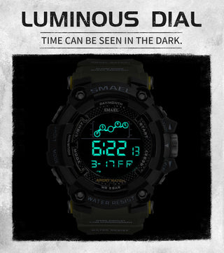 SMAEL Mens Watch Military Waterproof Sport WristWatch Digital Stopwatches For Men 1802 Military Electronic Watches Male Clock ALODIA STORE