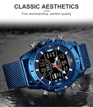 NAVIFORCE Men's Watches Top Brand Luxury Sports Watch For Men Quartz LED Digital Dual Clock Male Full Steel Military Wrist Watch ALODIA STORE