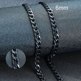 Vnox Men's Cuban Link Chain Necklace Stainless Steel Black Gold Color Male Choker colar Jewelry Gifts for Him ALODIA STORE