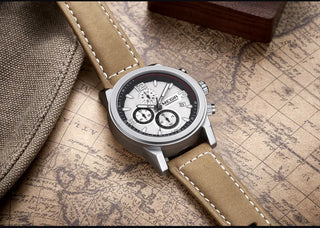 MEGIR Fashion Sport Watch Men Luxury Brand Men Quartz Watches Chronogragph Clock Leather Band Army Military Wrist Watch 2026 ALODIA STORE