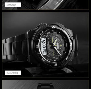 SKMEI Watch Men's Watch Fashion Sport Watches Stainless Steel Strap Mens Watches Stopwatch Chronograph Waterproof Wristwatch Men ALODIA STORE