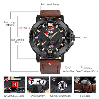 NAVIFORCE Men's Fashion Business Quartz Wristwatches Creative Sports Watches Men Luxury Brand Watch Clock Male Relogio Masculino ALODIA STORE