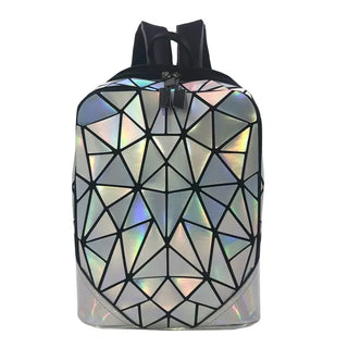 New Women Backpack Geometric Folding Bag Small Students School Bags For Teenage Girls Luminous Backpacks Hologram Daily Backpack ALODIA STORE