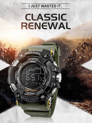 SMAEL Mens Watch Military Waterproof Sport WristWatch Digital Stopwatches For Men 1802 Military Electronic Watches Male Clock ALODIA STORE