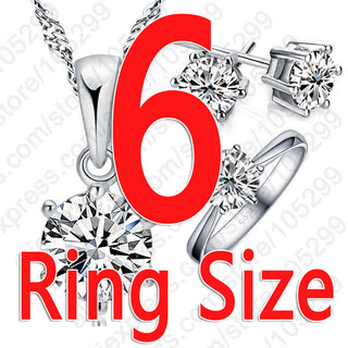Wedding Jewelry Set Fashion 925 Sterling Silver Crystal Necklace Ring Earring 3 pcs ALODIA STORE