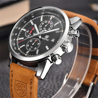 BENYAR Brand Sport Men Watch Top Brand Luxury Male Leather Waterproof Chronograph Quartz Military Wrist Watch Men Clock saat ALODIA STORE