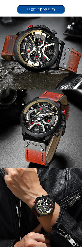Top  CURREN Brand Casual Fashion Watches for Male Sport Military Leather Wrist Watch Men Watch Chronograph Relojes Hombre ALODIA STORE