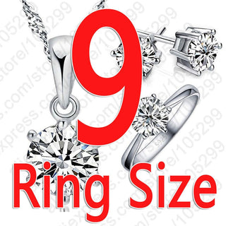 Wedding Jewelry Set Fashion 925 Sterling Silver Crystal Necklace Ring Earring 3 pcs ALODIA STORE