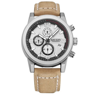 MEGIR Fashion Sport Watch Men Luxury Brand Men Quartz Watches Chronogragph Clock Leather Band Army Military Wrist Watch 2026 ALODIA STORE
