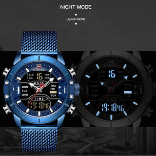 NAVIFORCE Men's Watches Top Brand Luxury Sports Watch For Men Quartz LED Digital Dual Clock Male Full Steel Military Wrist Watch ALODIA STORE