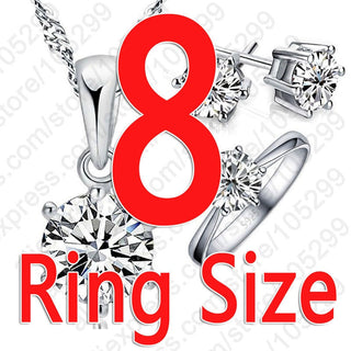 Wedding Jewelry Set Fashion 925 Sterling Silver Crystal Necklace Ring Earring 3 pcs ALODIA STORE