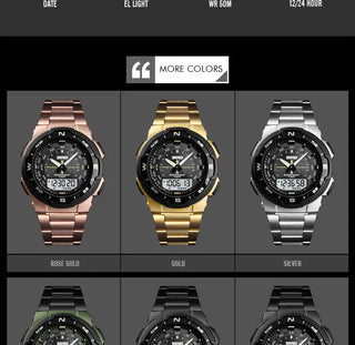 SKMEI Watch Men's Watch Fashion Sport Watches Stainless Steel Strap Mens Watches Stopwatch Chronograph Waterproof Wristwatch Men ALODIA STORE