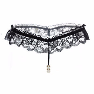 Sexy Women Pearl Panties Lace G String Temptation Underwear Ladies Tanga Hipster Thong Transparent Dessous Elastic Underpants ALODIA STORE