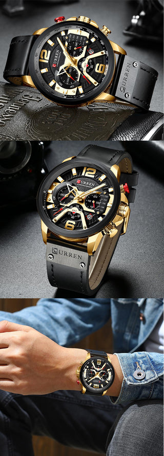 Top  CURREN Brand Casual Fashion Watches for Male Sport Military Leather Wrist Watch Men Watch Chronograph Relojes Hombre ALODIA STORE