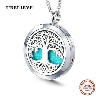 UBELIEVE 30MM Perfume Diffuser Necklace Pendant  Aromatherapy Locket Jewelry Essential Oil Locket Necklace For Women ALODIA STORE
