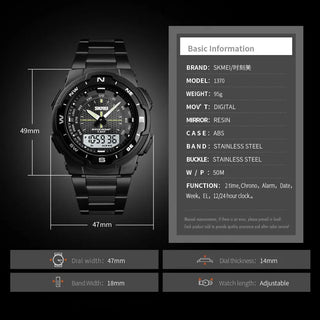 SKMEI Men Watch Fashion Quartz Sports Watches Stainless Steel Strap Men Watches Top Brand Luxury Business Waterproof Wrist Watch ALODIA STORE