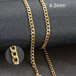 Vnox Men's Cuban Link Chain Necklace Stainless Steel Black Gold Color Male Choker colar Jewelry Gifts for Him ALODIA STORE