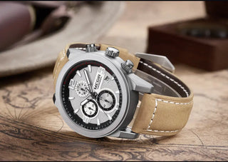 MEGIR Fashion Sport Watch Men Luxury Brand Men Quartz Watches Chronogragph Clock Leather Band Army Military Wrist Watch 2026 ALODIA STORE