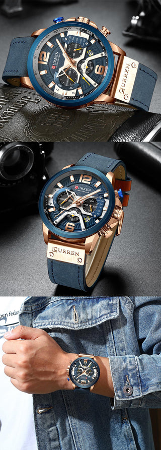 Top  CURREN Brand Casual Fashion Watches for Male Sport Military Leather Wrist Watch Men Watch Chronograph Relojes Hombre ALODIA STORE