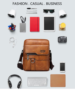 JEEP BULUO Man Leather Bag Shoulder Crossbody Bags For Men Cow Split Leather Male iPad Business Messenger Bag ALODIA STORE
