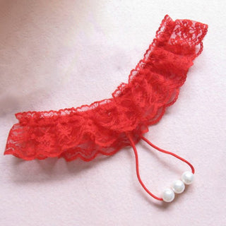 Sexy Women Pearl Panties Lace G String Temptation Underwear Ladies Tanga Hipster Thong Transparent Dessous Elastic Underpants ALODIA STORE