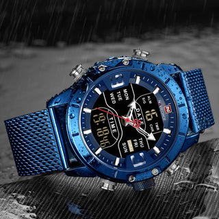 NAVIFORCE Men's Watches Top Brand Luxury Sports Watch For Men Quartz LED Digital Dual Clock Male Full Steel Military Wrist Watch ALODIA STORE