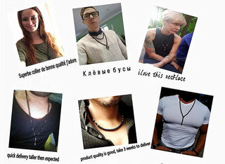 New Design Black BLava Stones Bead with Hematite cross charm pendant necklace Men's Bead Necklace ALODIA STORE
