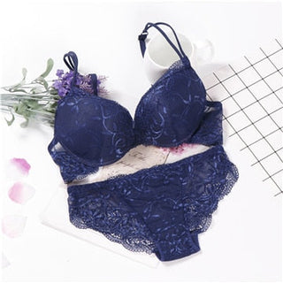 lingerie porno push up bra set intimates lace top and panties lace underwear set 3/4 cup underwear set women ALODIA STORE