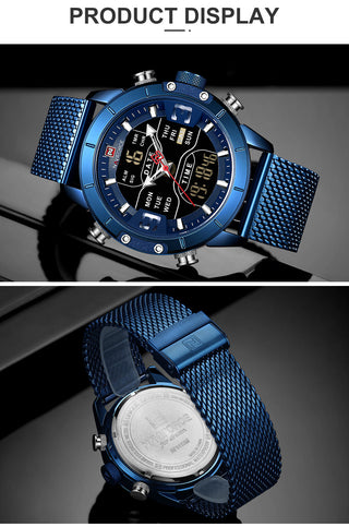 NAVIFORCE Men's Watches Top Brand Luxury Sports Watch For Men Quartz LED Digital Dual Clock Male Full Steel Military Wrist Watch ALODIA STORE