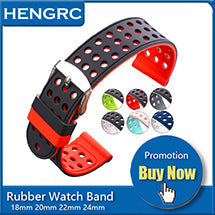 Silicone Watchbands 18 20 22mm Men Black Sports Diving Rubber Watch Strap Silver Stainless Steel Buckle ALODIA STORE