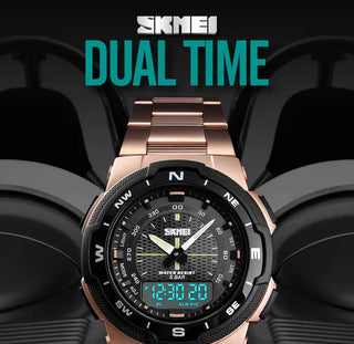 SKMEI Watch Men's Watch Fashion Sport Watches Stainless Steel Strap Mens Watches Stopwatch Chronograph Waterproof Wristwatch Men ALODIA STORE
